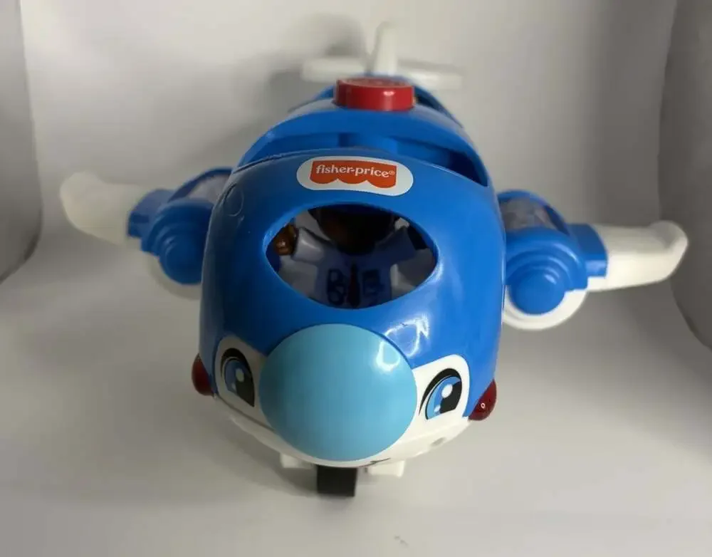 Fisher Price Little People Travel Together Airplane Blue Jet, Sounds 12”x6”x11”